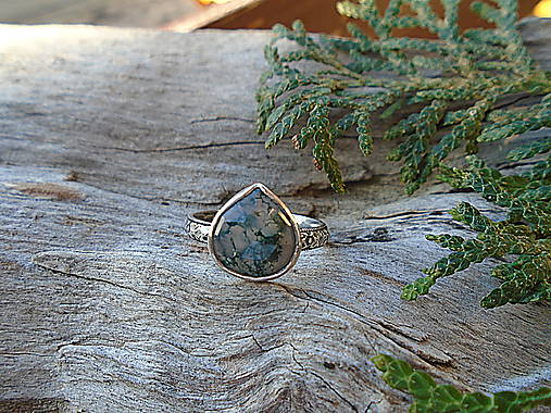 Strieborný prsteň Ag925 Machový achát