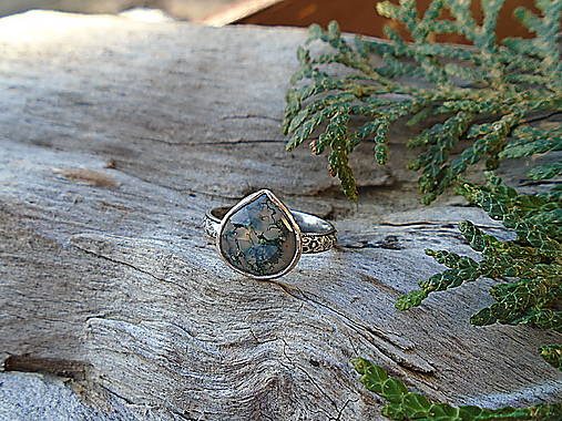 Strieborný prsteň Ag925 Machový achát