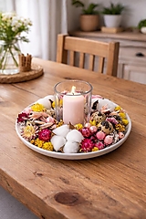  - Svietnik zo sušených kvetov na stôl  (Ružová) - 18118770_