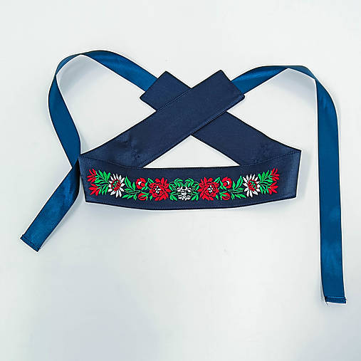 Opasky - Vyšívaný opasok saténový s motívom Kristián folk - 18118412_