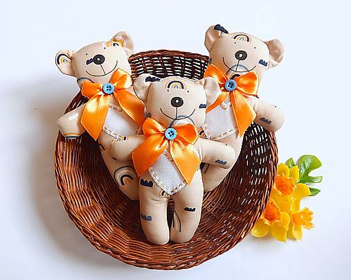 Hračky - Macko pre svadobných hostí pre deti - béžový s dúhou - 18118617_