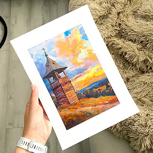 Obrazy - Art print Drevená zvonica P0323 - 18118771_