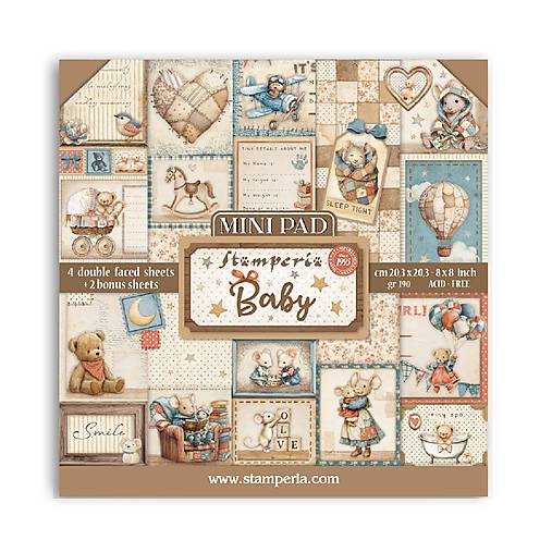 Papier - Stamperia Scrapbook papier Baby 8x8 - 18122739_