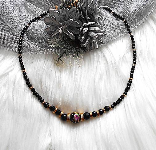 Náhrdelníky - Náhrdelník- čierny turmalín, chirurgická oceľ - 18122092_