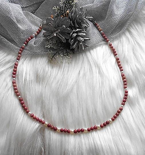 Náhrdelníky - Náhrdelník- rodonit, riečna perla - 18122118_