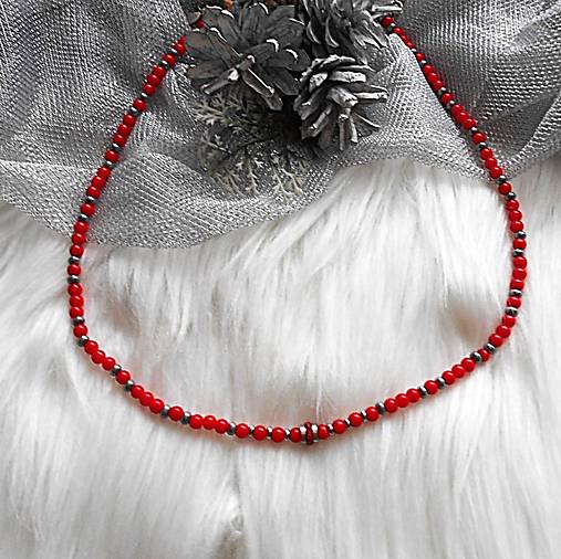 Náhrdelníky - Náhrdelník - koral,chirurgická oceľ - 18122173_