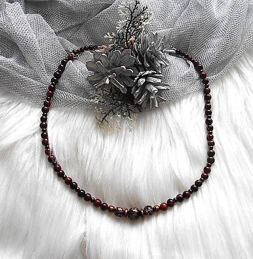 Náhrdelníky - Náhrdelník - tigrie oko,lampwork - 18122227_