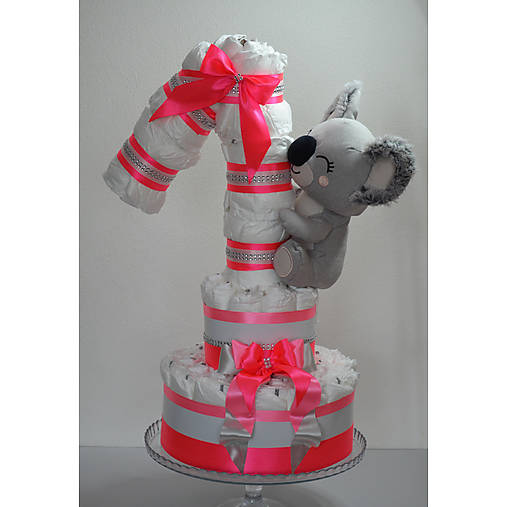 Plienková torta v tvare čísla 1 - pre dievčatko