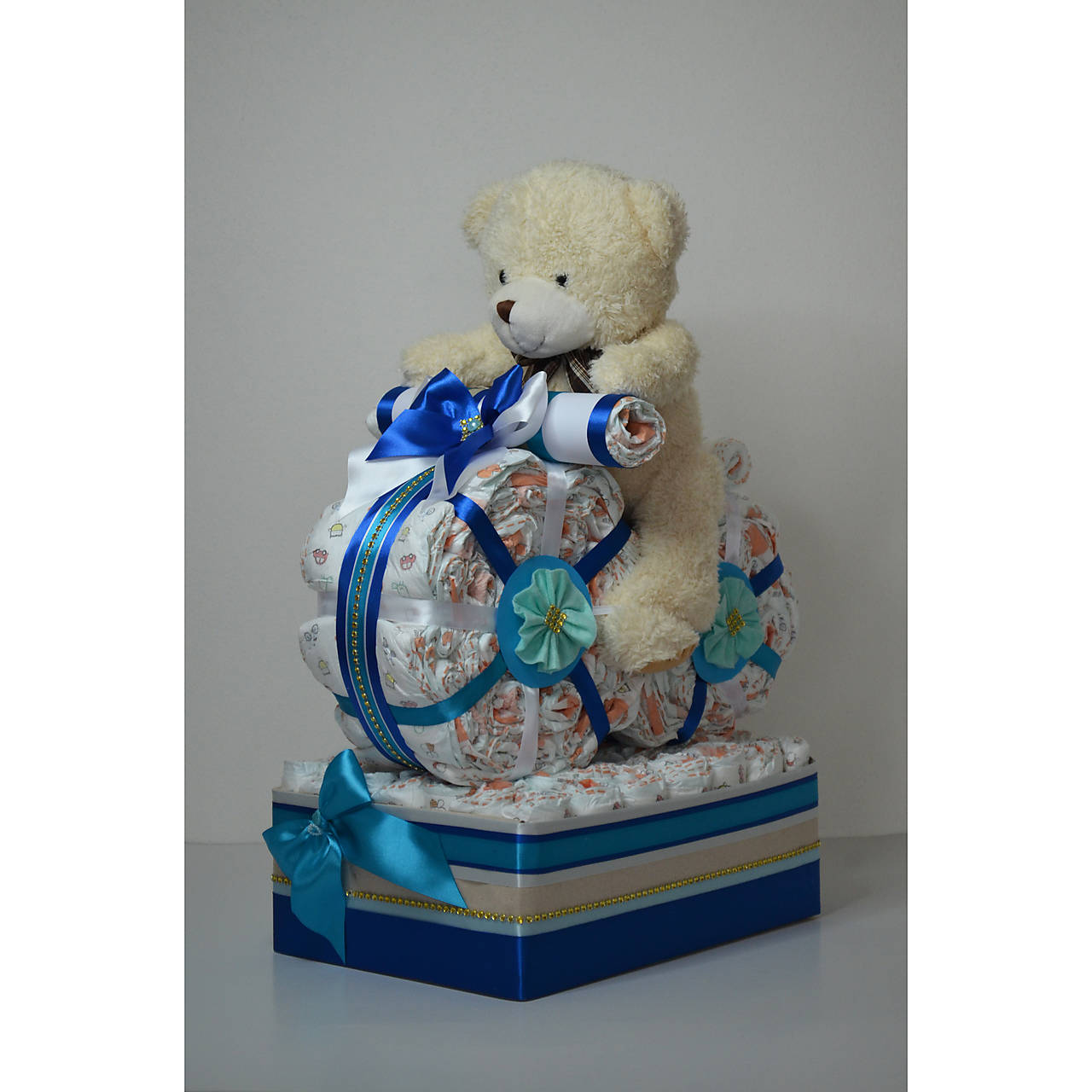 Veľká plienková torta MOTORKA - modrá