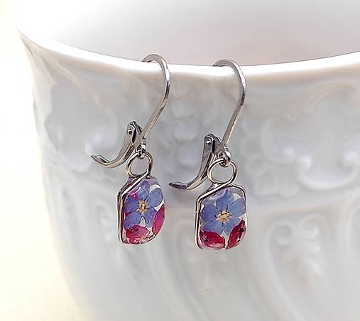 Náušnice - Minimalistické náušnice – nezábudka a vresovec - N5008 - 18121191_