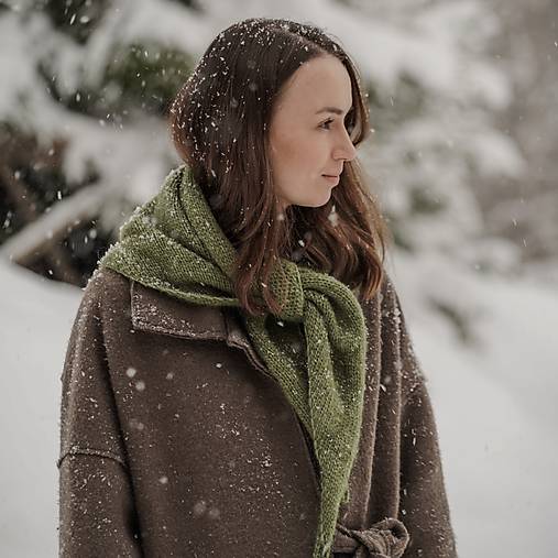 Šatky - Poet...alpaková, zelená šatka - 18121535_