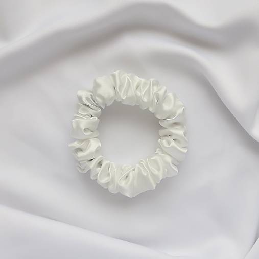 Ozdoby do vlasov - Saténová scrunchie | MINI (Krémová) - 18121006_