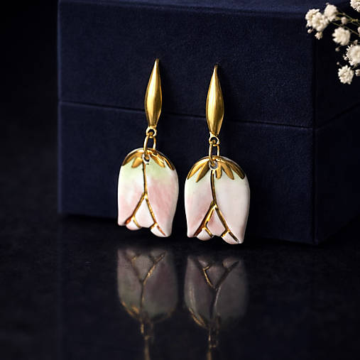 Náušnice - Tulipány - porcelánové náušnice - 18123327_