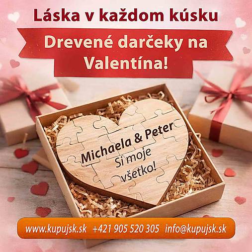 Papiernictvo - Puzzle - srdce s vlastným textom - 18121732_
