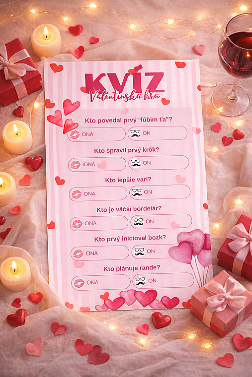 Grafika - Valentínsky kvíz pre páry – zábavné otázky o vás dvoch (PDF A4) - 18122692_