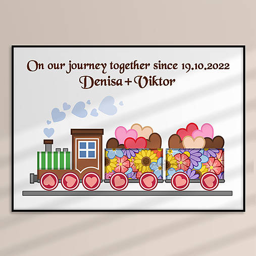 Grafika - Romantický vláčik Floral - grafika na pamiatku - 18121668_