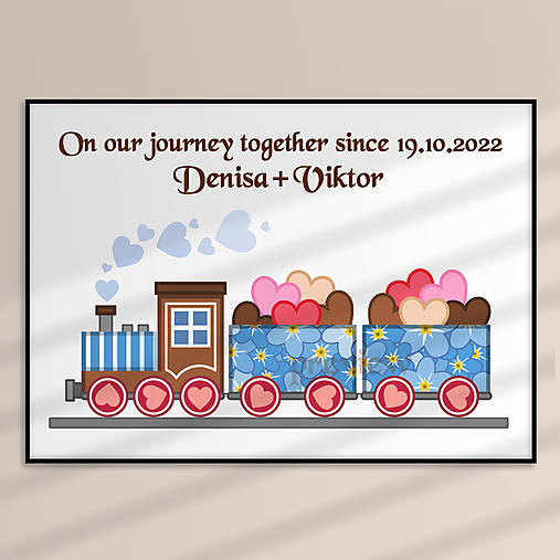 Grafika - Romantický vláčik Floral - grafika na pamiatku  (nezábudky) - 18121674_