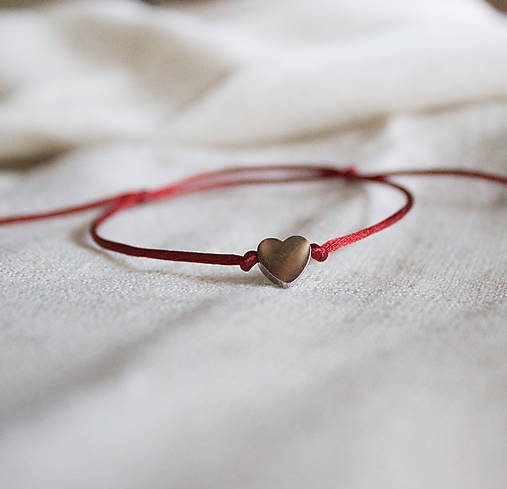 Náramky - náramok "mini srdce" (Bordová) - 18123642_