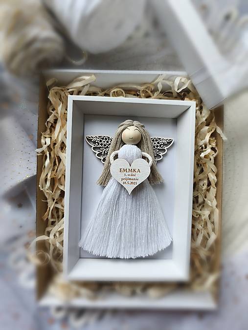 Dekorácie - Macrame anjel prvé sväté prijímanie - 18124058_