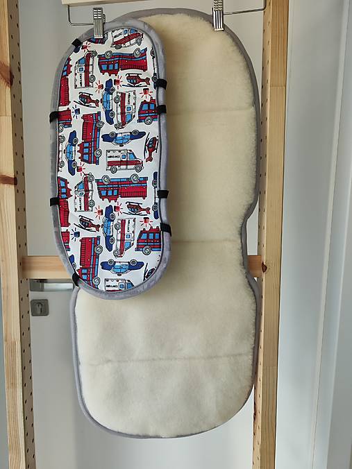 Detský textil - VLNIENKA Podložka do autosedačky Avionaut Maxspace comfort System + 100% Merino TOP SUPER WASH Natural Autá šedý lem - 18124511_