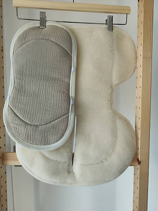 Detský textil - VLNIENKA vložka do autosedačky Cybex Cloud T proti poteniu a Prechladnutiu Mušelin Beige - 18124544_