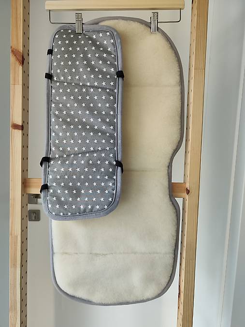 Detský textil - VLNIENKA Podložka do autosedačky Nuna AACE  100 % Merino TOP SUPER WASH Natural Hviezdičky šedé - 18124548_