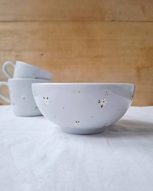 Nádoby - Porcelánová miska Biele kvety - 18125814_