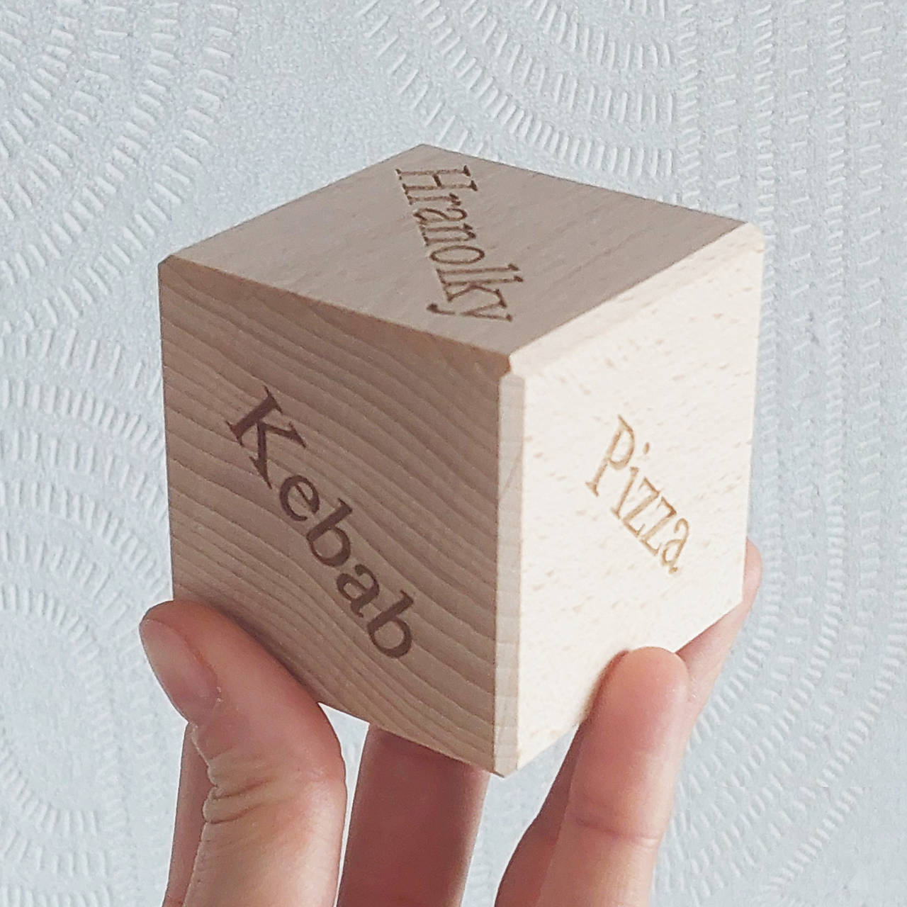 Drevená kocka na hranie 5,5cm - Jedlo