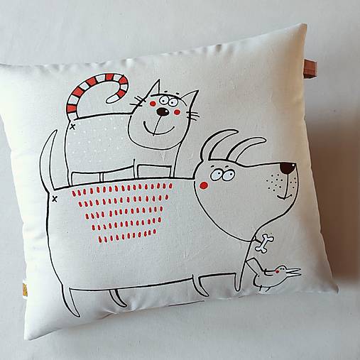 Úžitkový textil - JAKO KOČKA A PES - polštář - 18124950_