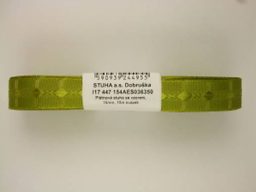 Galantéria - Plátnová stuha so vzorom kosoštvorec 15mm (1132) (Khaki) - 18124706_