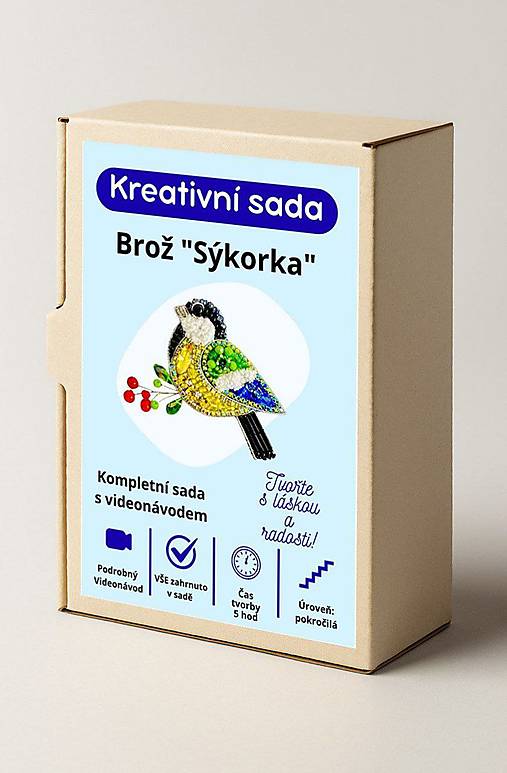 Kurzy - DIY sada brošňa sýkorka - 18126055_
