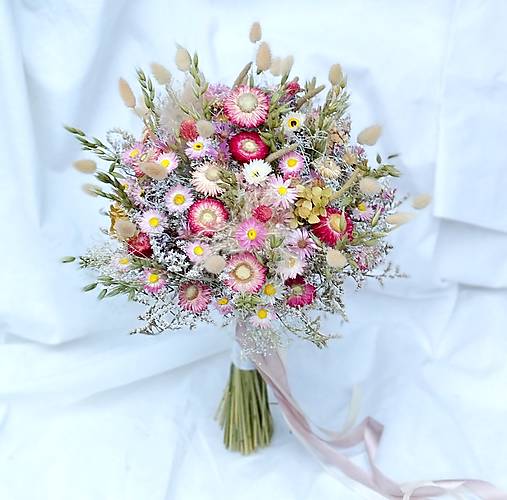 Kytice pre nevestu - Jemná svadobná kytica zo sušených kvetov - 18127008_