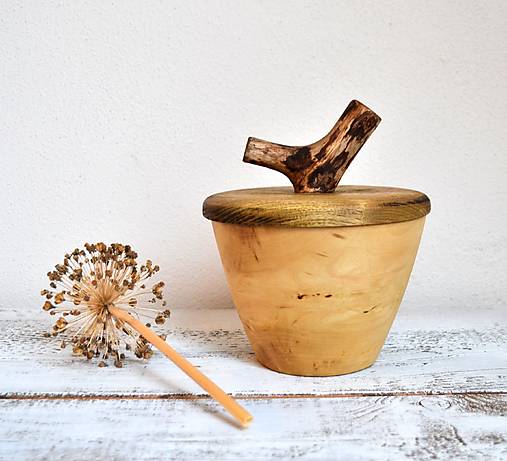 Nádoby - Drevená dóza - natur - 18129345_