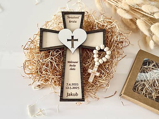 Darčeky pre svadobčanov - Darčeky ku krstu Krížik s ružencom - 18128782_