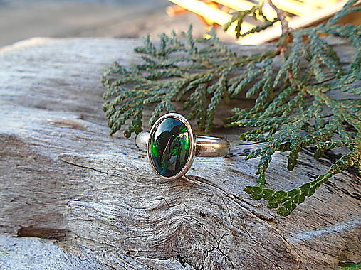 Strieborny prsteň Ag 925 Čierný Etiopsky Opál