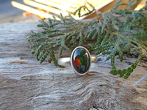 Strieborny prsteň Ag 925 Čierný Etiopsky Opál