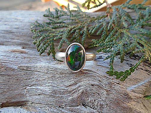 Strieborny prsteň Ag 925 Čierný Etiopsky Opál