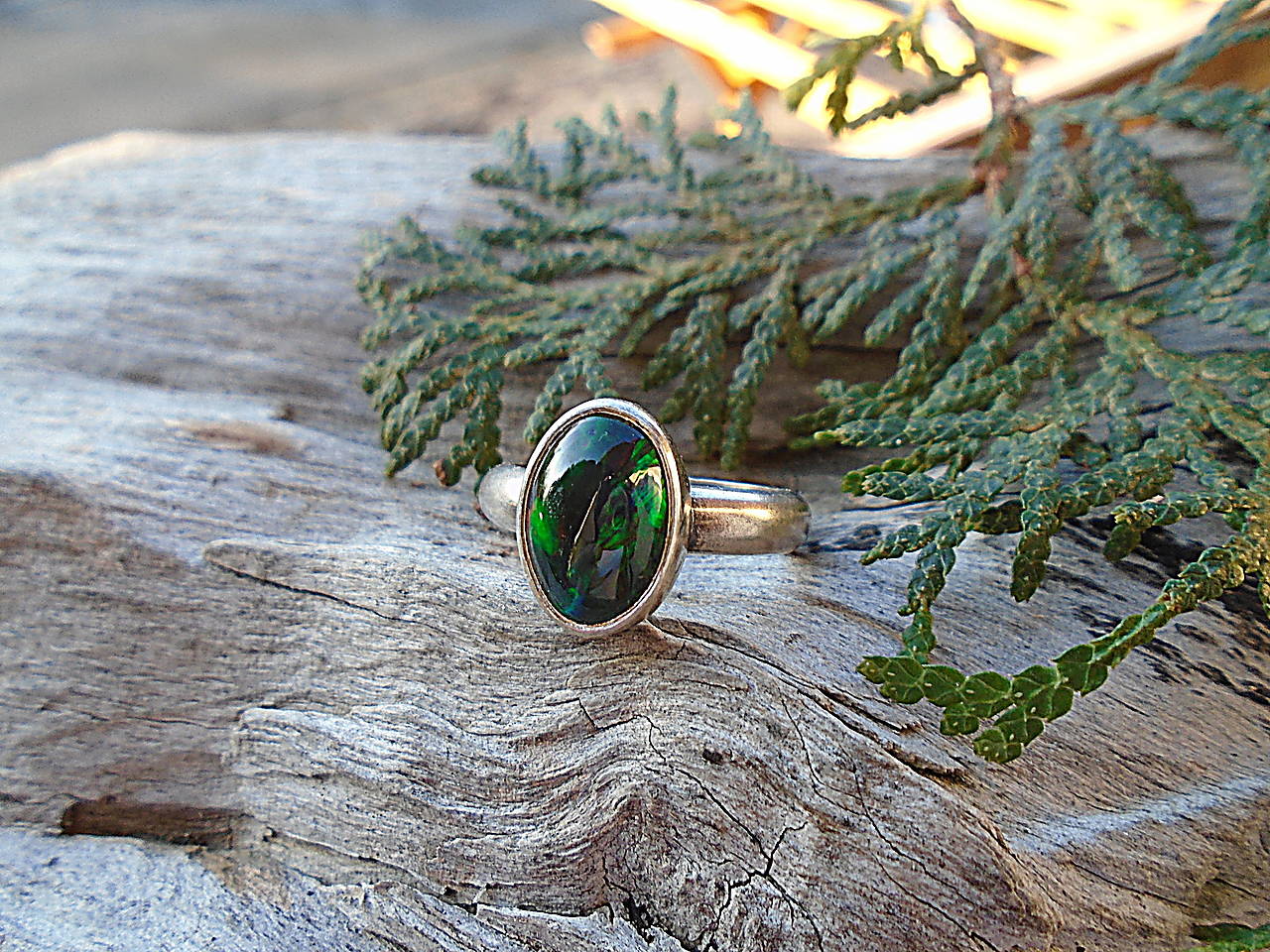 Strieborny prsteň Ag 925 Čierný Etiopsky Opál