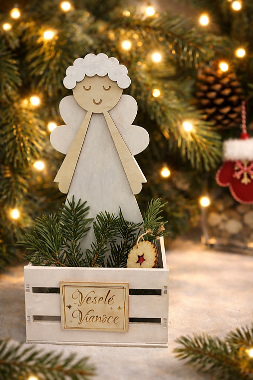 Úložné priestory & Organizácia - Vianočný boxík - anjel - 18129960_