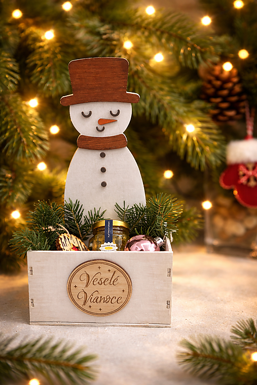 Úložné priestory & Organizácia - Vianočný boxík - snehuliak - 18129968_