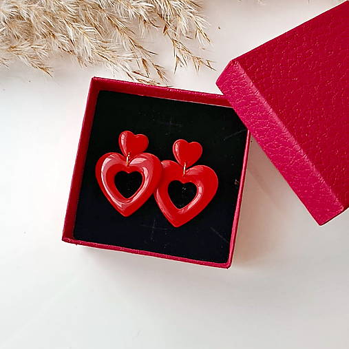 Náušnice - Amore-visiace náušnice srdiečka - 18129532_