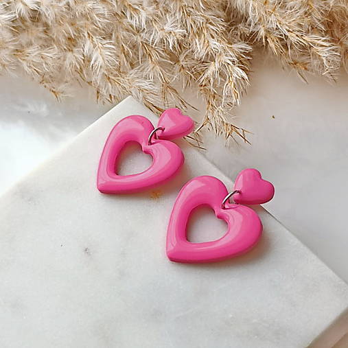 Náušnice - Amore-visiace náušnice srdiečka - 18129558_