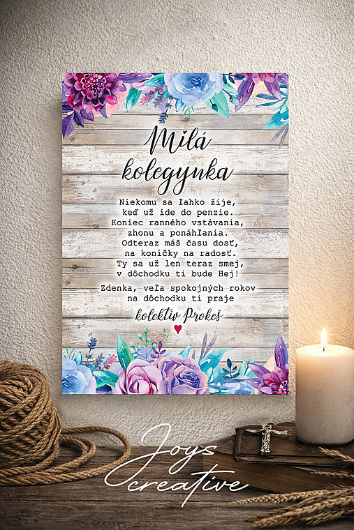 Tabulka, darček pre kolegyňu, na rozlúčku s kolegyňou (typ 2)