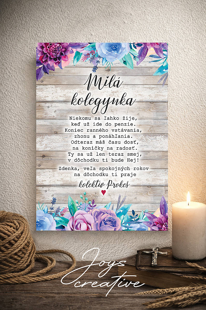 Tabulka, darček pre kolegyňu, na rozlúčku s kolegyňou (typ 2)