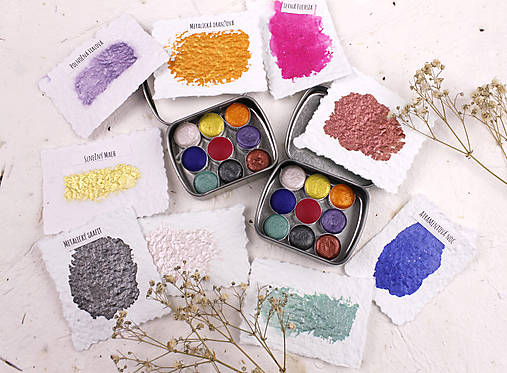 Materiál ručne robený - Akvarelová sada mini 9ks - 18130614_