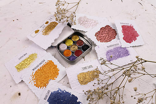 Materiál ručne robený - Akvarelová sada mini 9ks - 18130634_