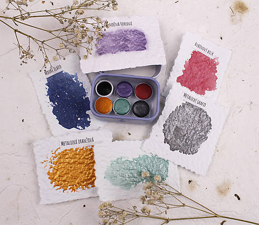 Iný materiál - Akvarelová farba sada mini 6ks - 18130683_
