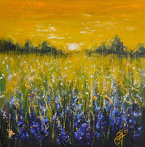 Obrazy - Obraz "Večer na lúke" 25x25cm - 18130560_