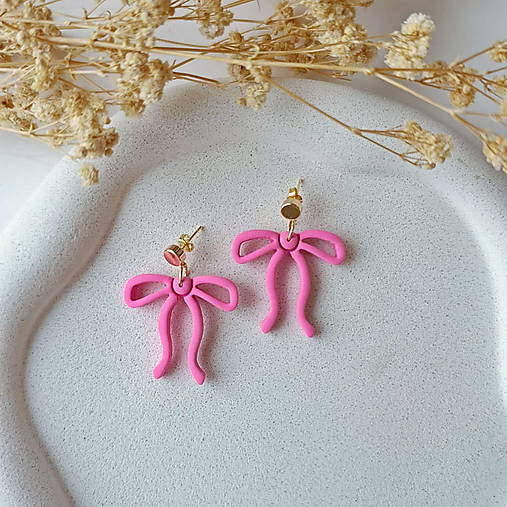 Náušnice - Ribbon- mašličkové visiace náušnice - 18131379_