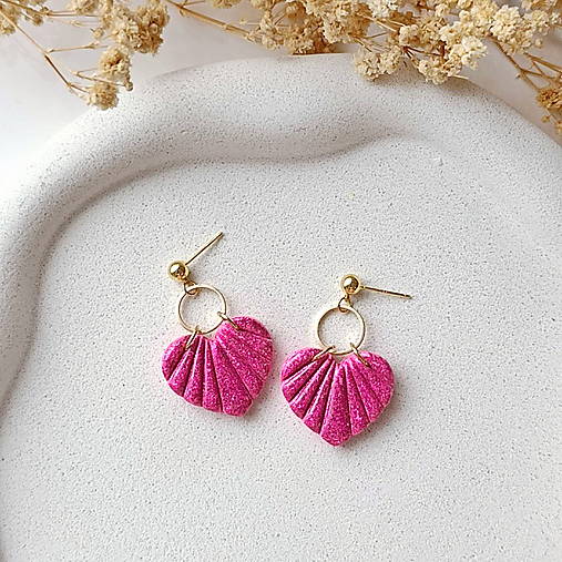 Náušnice - Valentina-visiace náušnice srdiečko(glitrované) - 18131775_